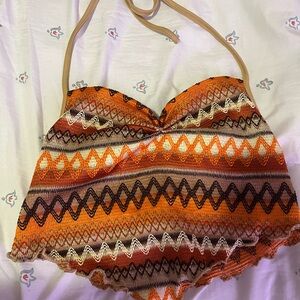 Orange Patterned Women's Top